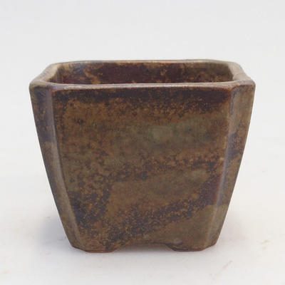 Ceramiczna miska bonsai 6,5 x 6,5 x 5,5 cm, kolor brązowo-zielony - 2. jakość - 1