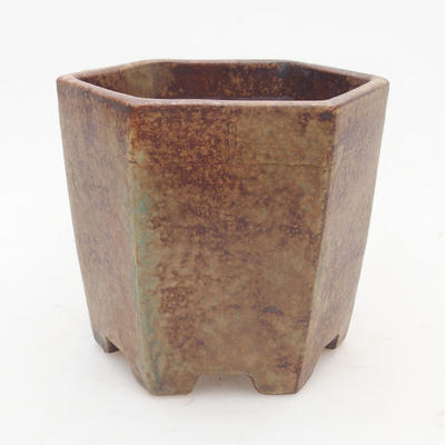 Ceramiczna miska bonsai 9 x 8,8 x 8,5 cm, kolor brązowo-zielony - 2. jakość - 1
