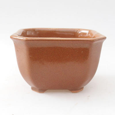 Ceramiczna miska bonsai 10 x 10 x 6,5 cm, kolor brązowo-pomarańczowy - 2. jakość - 1
