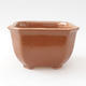 Ceramiczna miska bonsai 10 x 10 x 6,5 cm, kolor brązowo-pomarańczowy - 2. jakość - 1/4