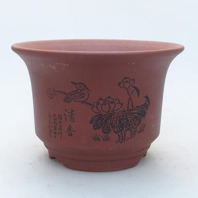 Ceramiczna miska bonsai 13,5 x 13,5 x 9 cm, kolor ceglany - 1