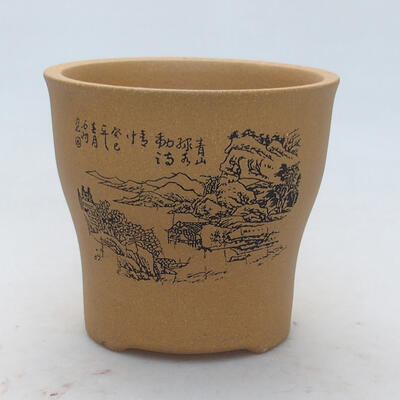 Ceramiczna miska bonsai 10,5 x 10,5 x 10 cm, kolor ochry - 1
