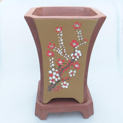 Ceramiczna miska bonsai 23 x 23 x 30 cm, kolor brązowy - 1