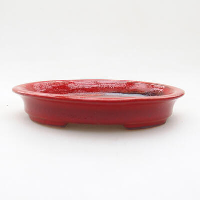 Ceramiczna miska bonsai 12,5 x 10,5 x 2 cm, kolor czerwony - 1