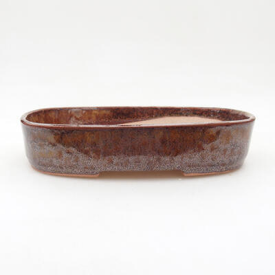 Ceramiczna miska bonsai 15,5 x 10,5 x 3 cm, kolor brązowy - 1