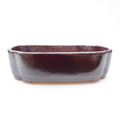 Ceramiczna miska bonsai 17,5 x 13 x 5 cm, kolor brązowy - 1