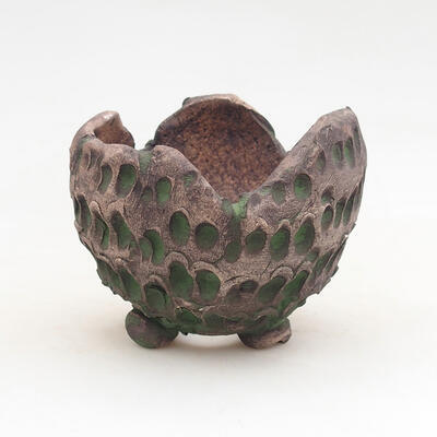 Ceramiczna skorupa 8,5 x 8 x 7 cm, kolor szaro-zielony - 1