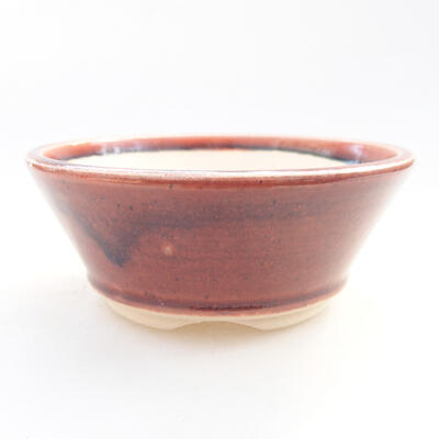 Ceramiczna miska bonsai 11 x 11 x 4,5 cm, kolor bordowy - 1