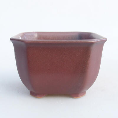 Ceramiczna miska bonsai 9 x 9 x 5,5 cm, kolor bordowy - 1
