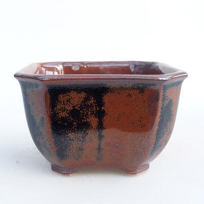 Ceramiczna miska bonsai 9 x 9 x 5,5 cm, kolor brązowy - 1