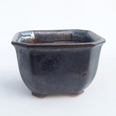 Ceramiczna miska bonsai 9 x 9 x 5,5 cm, kolor metalowy - 1