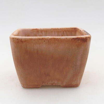 Ceramiczna miska bonsai 8 x 8 x 6 cm, kolor beżowy - 1