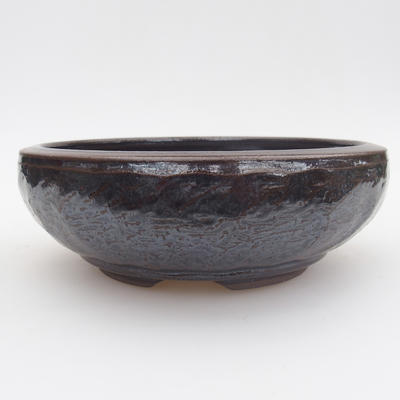 Ceramiczna miska bonsai - 15,5 x 15,5 x 5 cm, kolor niebiesko-czarny - 1