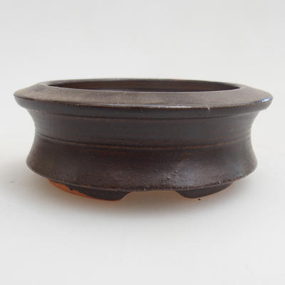 Ceramiczna miska bonsai 7 x 7 x 2,5 cm, kolor brązowy - 1