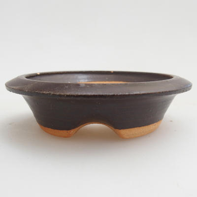 Ceramiczna miska bonsai 7 x 7 x 1,5 cm, kolor brązowy - 1