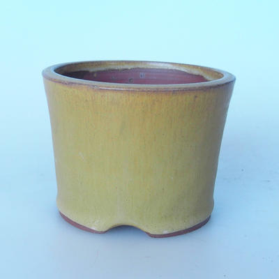 Ceramiczna miska bonsai 10,5 x 10,5 x 8 cm żółto-brązowy kolor - 1