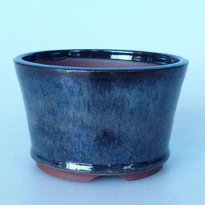 Ceramiczna miska bonsai 12 x 12 x 7,5 cm w kolorze brązowo-niebieskim - 1
