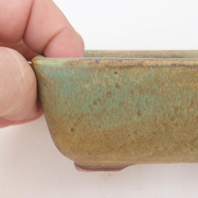 Ceramiczna miska bonsai 10,5 x 7,5 x 4,5 cm, kolor brązowo-zielony - 2. jakość - 1