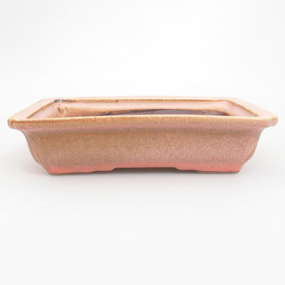 Ceramiczna miska bonsai 18 x 13,5 x 4,5 cm, kolor brązowo-różowy - 1