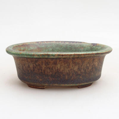 Ceramiczna miska bonsai 9 x 6,5 x 3,5 cm, kolor zielono-brązowy - 1