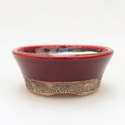Ceramiczna miska bonsai 8 x 8 x 3,5 cm, kolor czerwony - 1