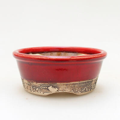 Ceramiczna miska bonsai 7,5 x 7,5 x 3,5 cm, kolor czerwony - 1
