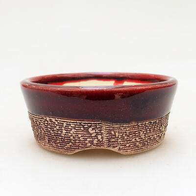 Ceramiczna miska bonsai 7,5 x 7,5 x 3 cm, kolor czerwony - 1