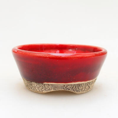 Ceramiczna miska bonsai 7 x 7 x 3 cm, kolor czerwony - 1