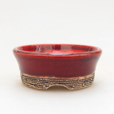 Ceramiczna miska bonsai 6 x 6 x 2,5 cm, kolor czerwony - 1