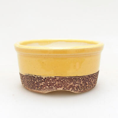 Ceramiczna miska bonsai 7 x 7 x 3,5 cm, kolor żółty - 1