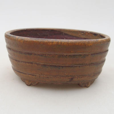 Ceramiczna miska bonsai 10,5 x 9 x 4,5 cm, kolor brązowy - 1