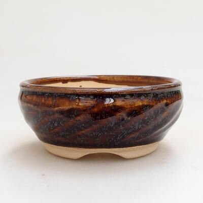 Ceramiczna miska bonsai 9 x 9 x 3,5 cm, kolor brązowy - 1