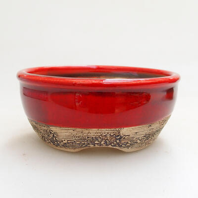 Ceramiczna miska bonsai 9 x 9 x 4 cm, kolor czerwony - 1