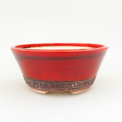 Ceramiczna miska bonsai 14 x 14 x 6 cm, kolor czerwony - 1