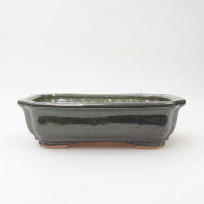 Ceramiczna miska bonsai 17,5 x 13,5 x 5,5 cm, kolor zielono-metalowy - 1