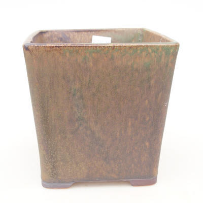 Ceramiczna miska bonsai 13,5 x 13,5 x 13,5 cm, kolor brązowo-zielony - 1