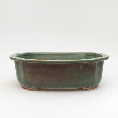 Ceramiczna miska bonsai 23,5 x 19,5 x 7,5 cm, kolor zielono-brązowy - 1