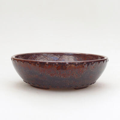 Ceramiczna miska bonsai 17 x 17 x 5,5 cm, kolor brązowo-metalowy - 1
