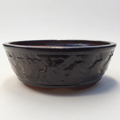 Ceramiczna miska bonsai 16 x 16 x 5,5 cm, kolor brązowy - 1