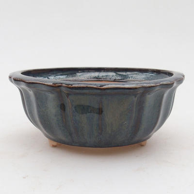 Ceramiczna miska bonsai 11,5 x 11,5 x 4,5 cm, kolor brązowo-niebieski - 1
