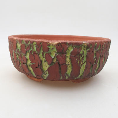 Ceramiczna miska bonsai 17 x 17 x 6,5 cm, kolor brązowo-zielony - 1