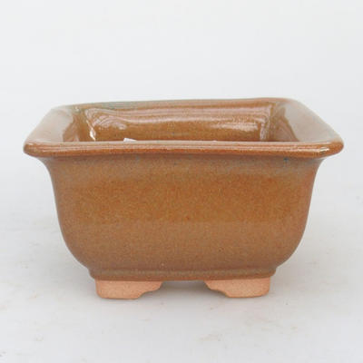 Ceramiczna miska bonsai 10 x 10 x 6 cm, kolor szaro-pomarańczowy - 1