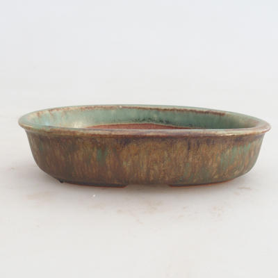 Ceramiczna miska bonsai 12 x 8,5 x 3 cm, kolor brązowo-zielony - 2. jakość - 1