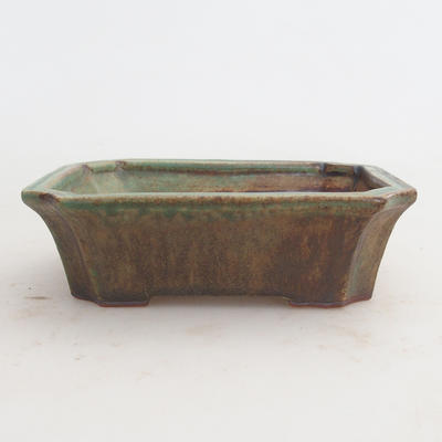 Ceramiczna miska bonsai 13,5 x 10,5 x 4 cm, kolor brązowo-zielony - 2. jakość - 1