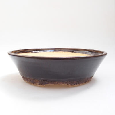 Ceramiczna miska bonsai 23,5 x 23,5 x 7 cm, kolor brązowy - 1