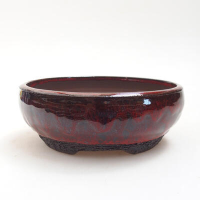Ceramiczna miska bonsai 13 x 13 x 5 cm, kolor czerwono-czarny - 1