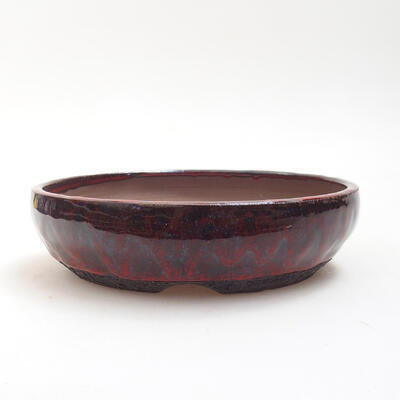Ceramiczna miska bonsai 15,5 x 15,5 x 4 cm, kolor czerwono-czarny - 1