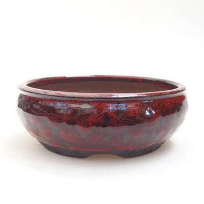 Ceramiczna miska bonsai 14 x 14 x 5,5 cm, kolor czerwono-czarny - 1