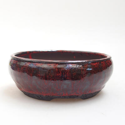 Ceramiczna miska bonsai 13,5 x 13,5 x 5 cm, kolor czerwono-czarny - 1