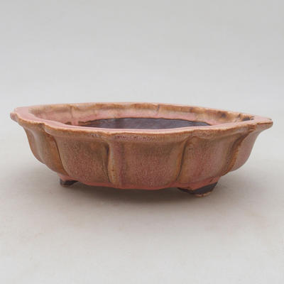 Ceramiczna miska bonsai 18 x 18 x 5 cm, kolor brązowo-różowy - 1
